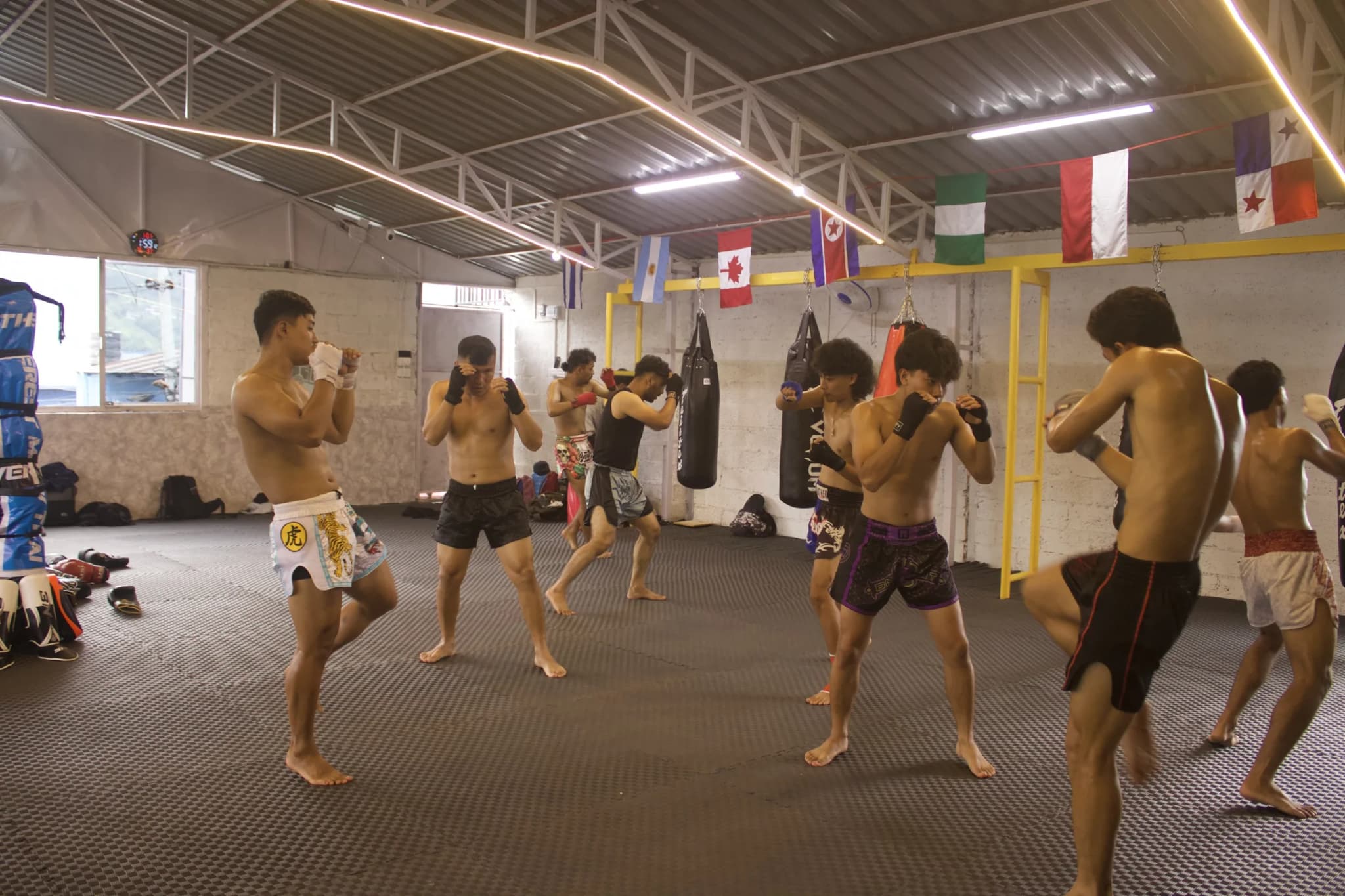 Fighters working rounds in the main hall at The Everest Muay Thai